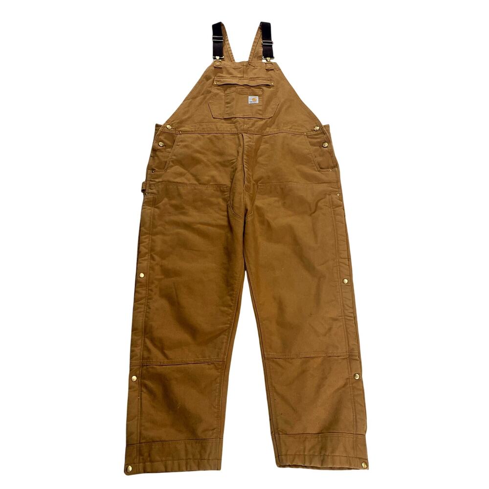Carhartt 104393 BRN Insulated Quilted Bib Overalls Duck Canvas Brown Men 3XL Reg